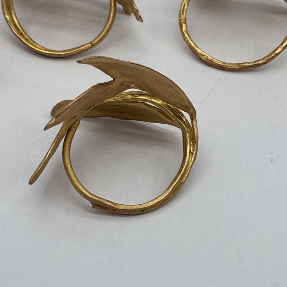 Italian Herbs Napkin Rings Set Of 4 Gold Artisan Michael Michaud Table Art - Picture 7 of 10